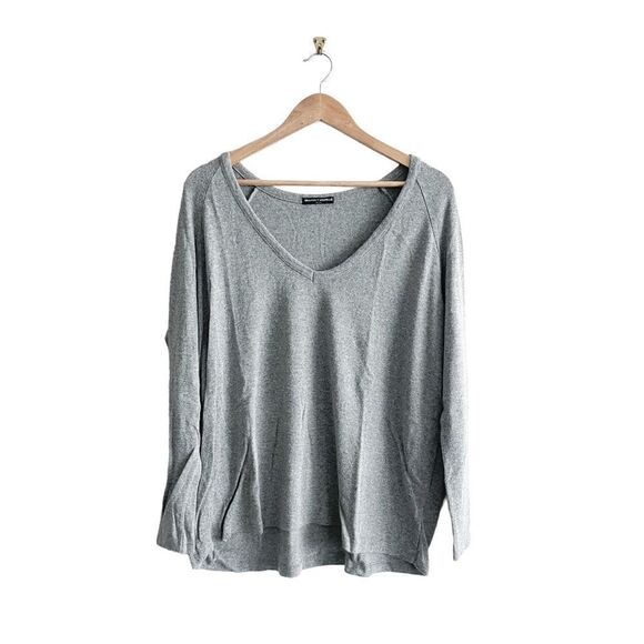 Brandy Melville Sweater V-Neck Gray Wool Blend Women's One Size Lightweight - Picture 1 of 7